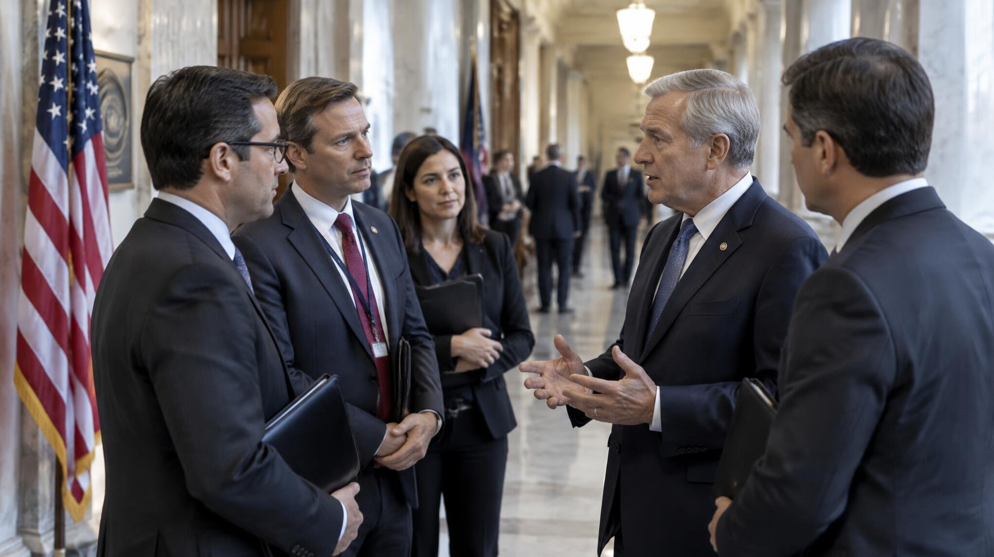 business executives meeting politicians