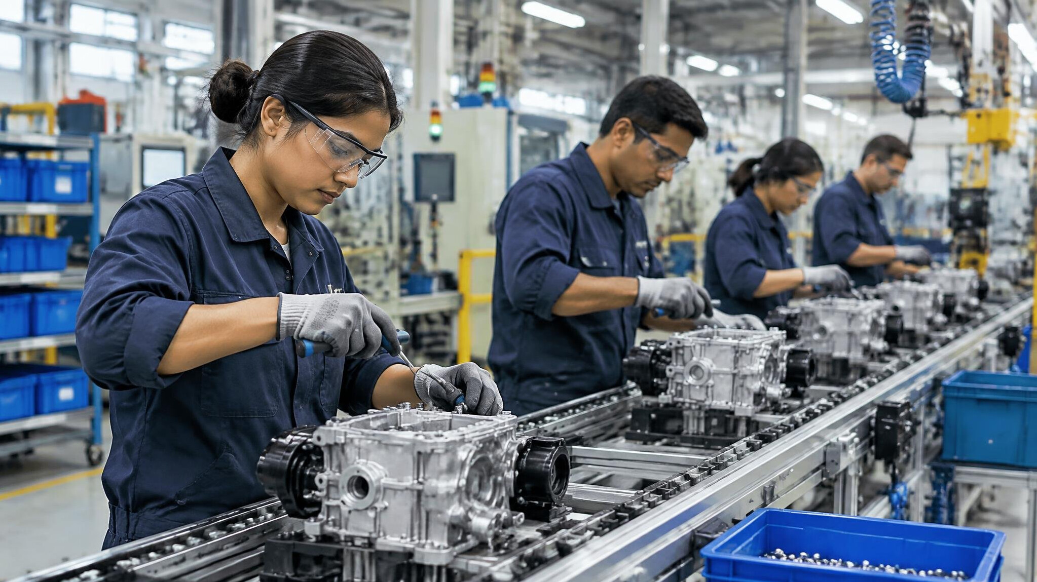 factory workers assembly line