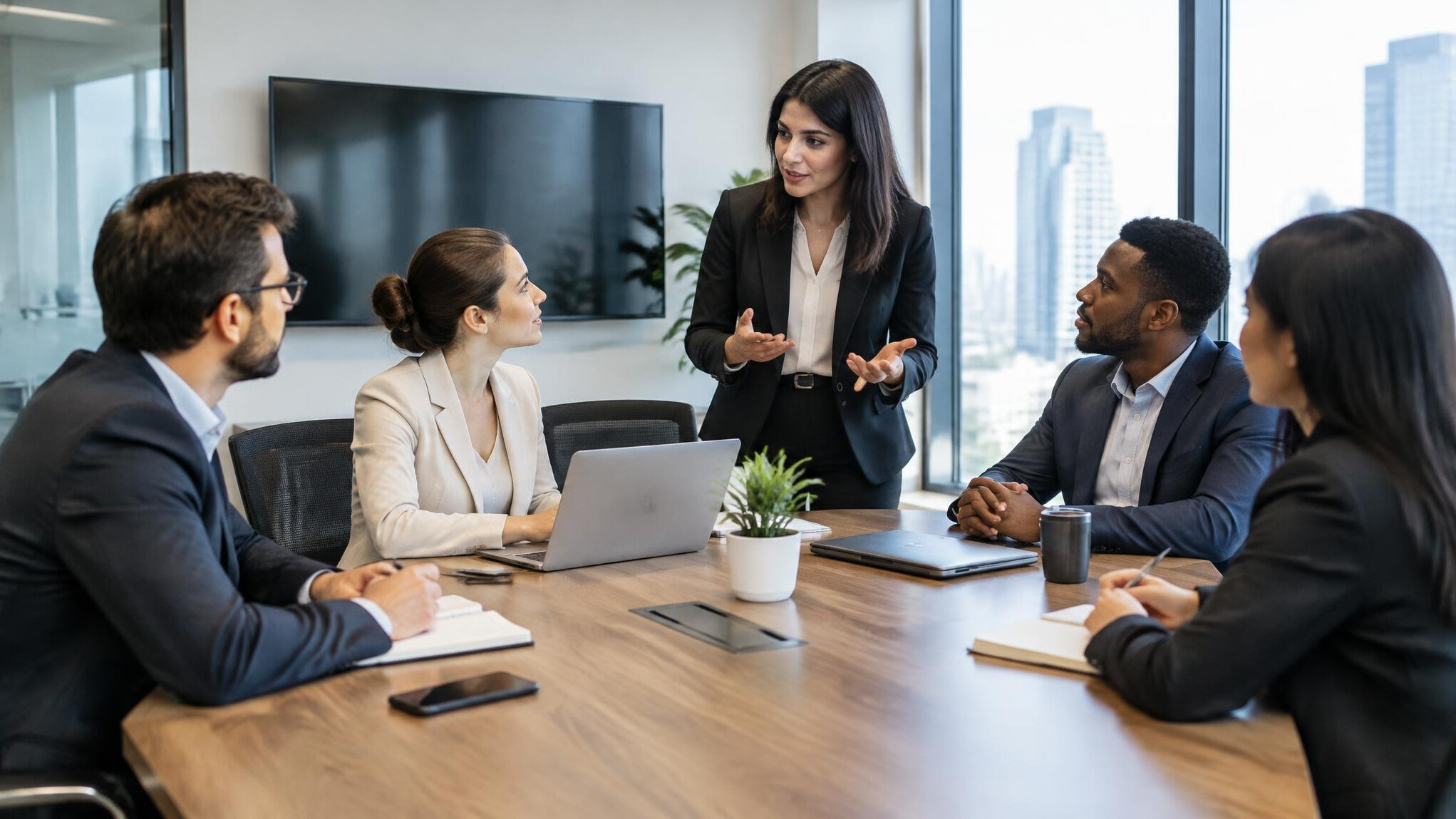 corporate meeting room discussion